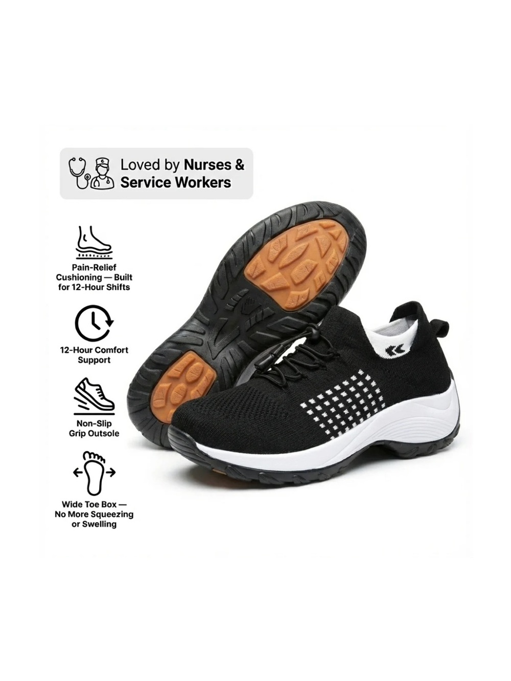 ShiftPro™ – 12-Hour Shift Shoes for All-Day Foot, Knee & Back Pain Relief